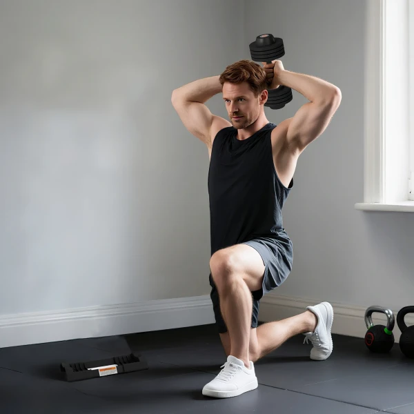 Sportnow verstelbare enkele dumbbell, 7/13/18/24 kg korte halter met opbergvak, met antislip handvatten, zwart 8
