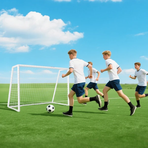 Sportnow voetbaldoel, robuust net, kunststof frame, haringen, 180l x 92b x 124h cm, wit 10