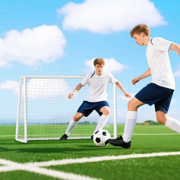 Sportnow voetbaldoel, robuust net, kunststof frame, haringen, 180l x 92b x 124h cm, wit 2