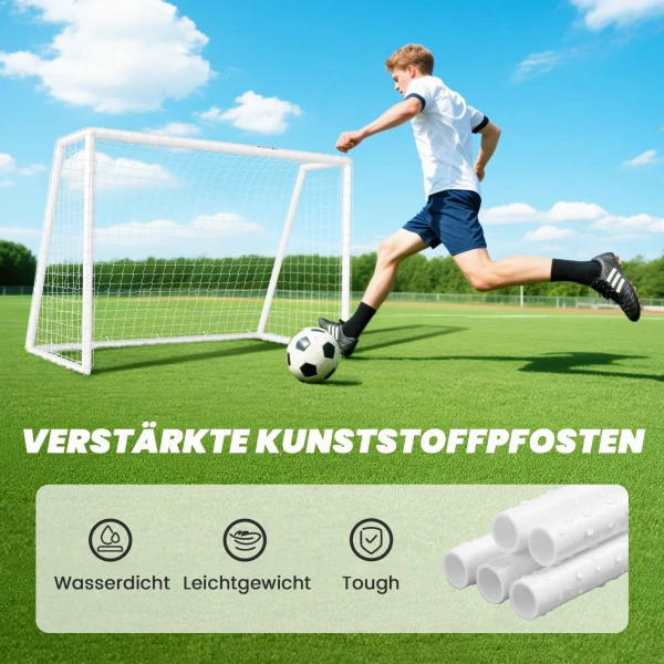 Sportnow voetbaldoel, robuust net, kunststof frame, haringen, 180l x 92b x 124h cm, wit 6