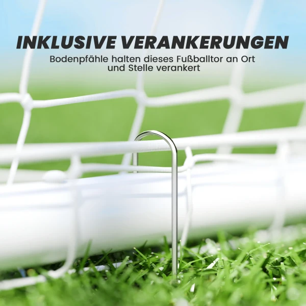 Sportnow voetbaldoel, robuust net, kunststof frame, haringen, 180l x 92b x 124h cm, wit 7