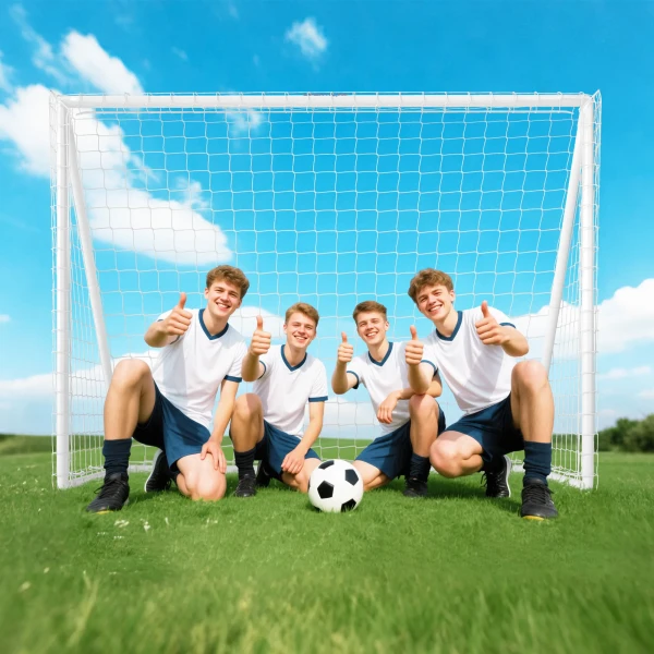 Sportnow voetbaldoel, robuust net, kunststof frame, haringen, 240l x 90b x 180h cm, wit 8