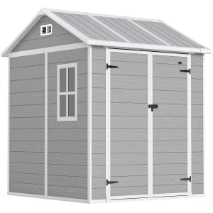 Tuinhuis, tuinschuur met venster, afsluitbare deur, kunststof, grijs 1