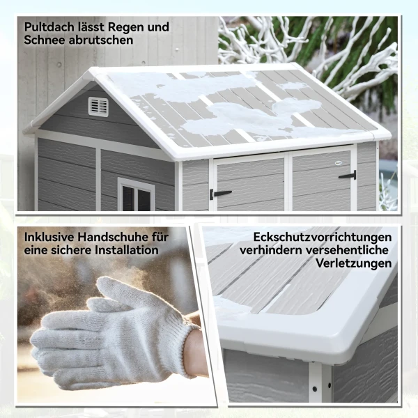Tuinhuis, tuinschuur met venster, afsluitbare deur, kunststof, grijs 10