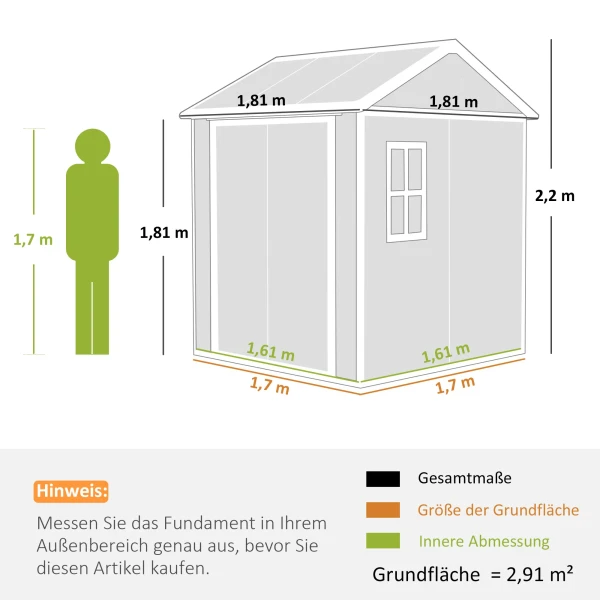 Tuinhuis, tuinschuur met venster, afsluitbare deur, kunststof, grijs 4