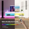 Tv kast, hangend tv lowboard met rgb led verlichting in 16 kleuren, tv standaard met open opbergruimte, voor 55 60 inch televisies, voor woonkamer, slaapkamer, 140 x 40 x 30 cm, hoogglans wit 5