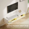 Tv kast, hangend tv lowboard met rgb led verlichting in 16 kleuren, tv standaard met open opbergruimte, voor 55 60 inch televisies, voor woonkamer, slaapkamer, 140 x 40 x 30 cm, hoogglans wit 6