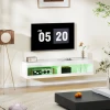 Tv kast, hangend tv lowboard met rgb led verlichting in 16 kleuren, tv standaard met open opbergruimte, voor 55 60 inch televisies, voor woonkamer, slaapkamer, 140 x 40 x 30 cm, hoogglans wit 8