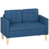 Tweezitsbank met opbergruimte, knoopstiksels, kussens, rubberboomhout, 117x62x78cm, blauw 1