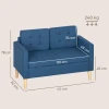 Tweezitsbank met opbergruimte, knoopstiksels, kussens, rubberboomhout, 117x62x78cm, blauw 4