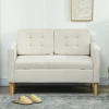 Tweezitsbank met opbergruimte, knoopstiksels, kussens, rubberboomhout, 117x62x78cm, crèmewit 9