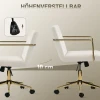 Verrijdbare bureaustoel met gouden accenten, computerstoel met metalen basis, stoffen bekleding in fluweel look, crèmewit 7
