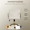 Verrijdbare bureaustoel met gouden accenten, computerstoel met metalen basis, stoffen bekleding in fluweel look, crèmewit 8