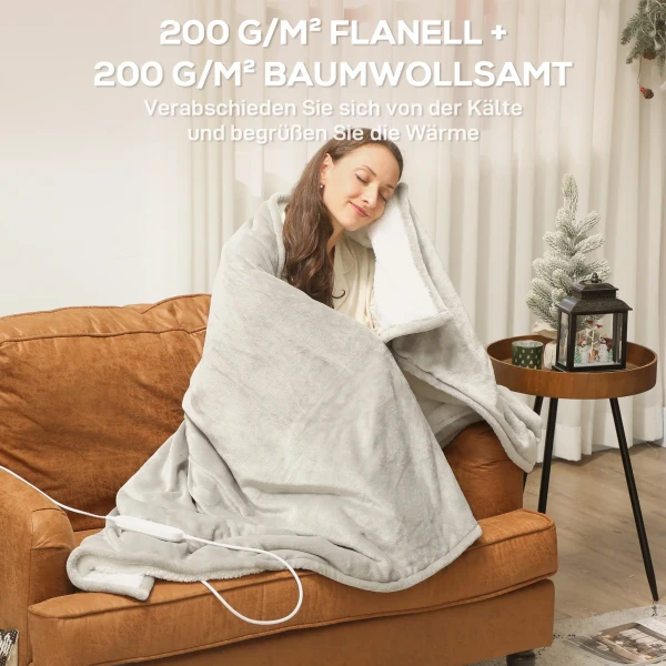 Verwarmde deken 180 x 130 cm elektrische warmtedeken met 10 verwarmingsniveaus, 10 uur timer oververhittingsbeveiliging led display 5