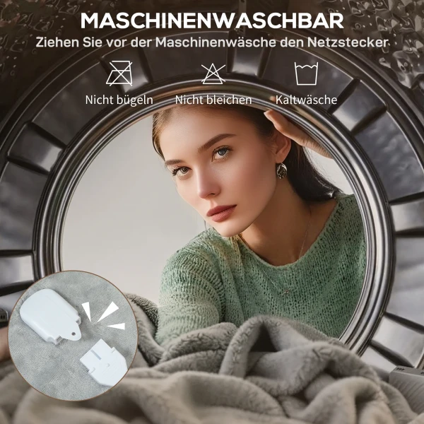 Verwarmde deken 180 x 130 cm elektrische warmtedeken met 10 verwarmingsniveaus, 10 uur timer oververhittingsbeveiliging led display 7