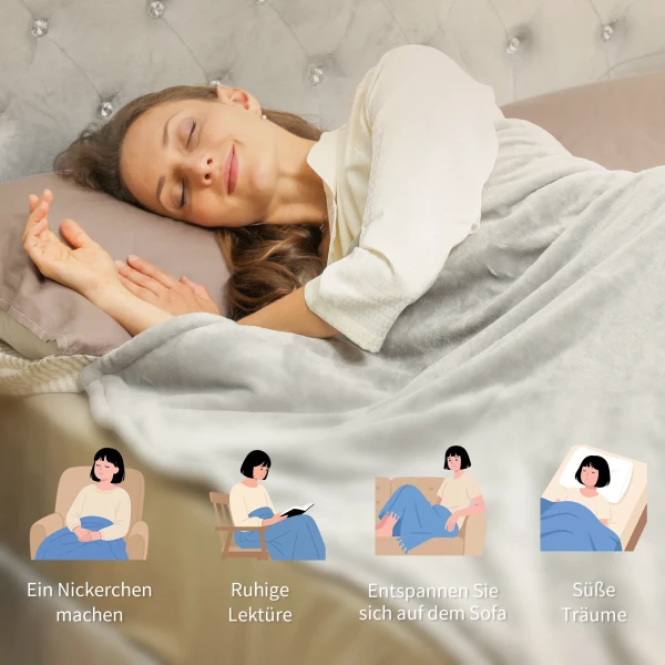 Verwarmde deken 180 x 130 cm elektrische warmtedeken met 10 verwarmingsniveaus, 10 uur timer oververhittingsbeveiliging led display 8