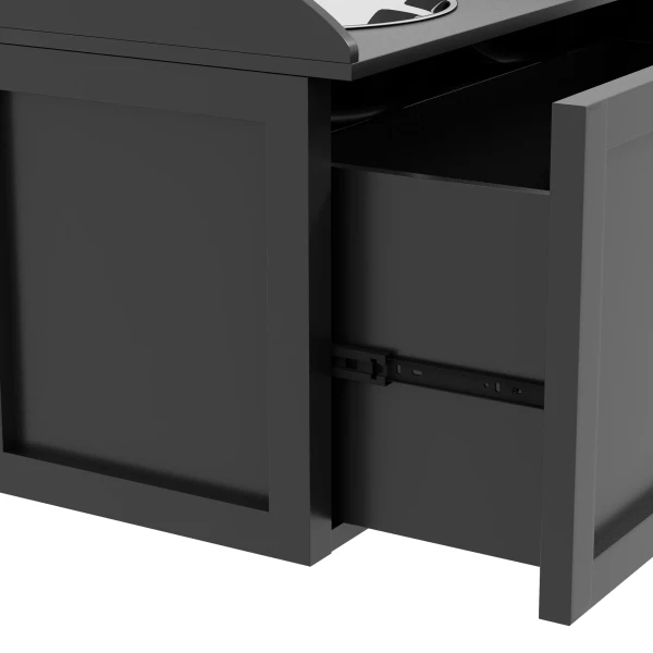 Voederstation, 2 voerbakken van elk 2 liter, roestvrij staal, met lade, voor grote honden, zwart+zilver, 60 x 30 x 36 cm 10