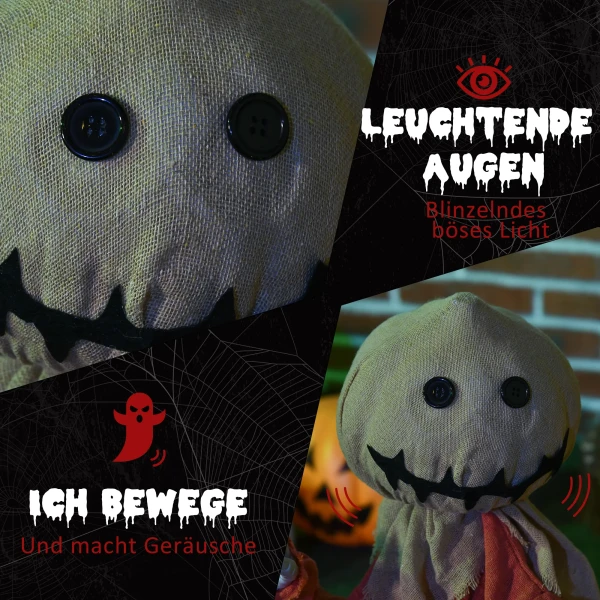 Vogelverschrikker halloween decoratie, beweegbaar, maakt geluid, op batterijen 6