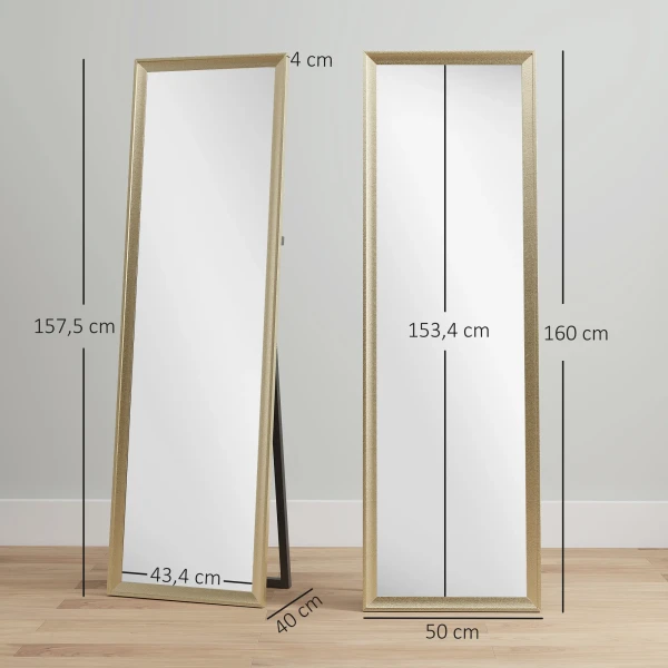 Volledige lichaamsspiegel, flexibel te plaatsen, 160 x 50 cm, goudkleurig 4