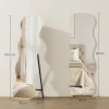 Volledige lichaamsspiegel zonder frame, houten basis, flexibel te plaatsen, golfvorm, zwart 4