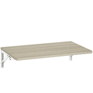 Wandklaptafel, 60x40 cm klaptafel, ruimtebesparende zwevende bureau met afgeronde hoeken, voor thuiswerkplek, woonkamer, slaapkamer, keuken, eiken 1