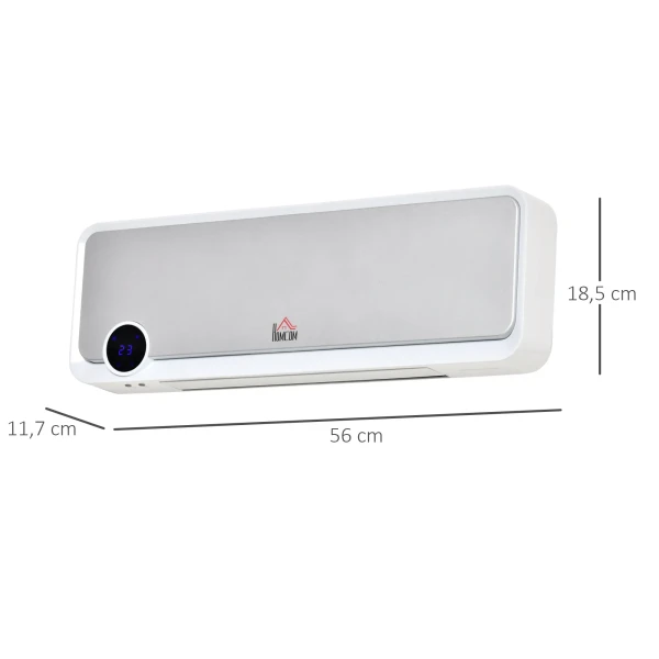 Wandmontage verwarmingstoestel 2000w met afstandsbediening, 3 bedrijfsmodi, led display 12u timer 4