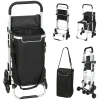 Winkelwagentje, 40 l oxford tas, 3 wiel ontwerp, aluminium frame, zitplaats, grijs 1