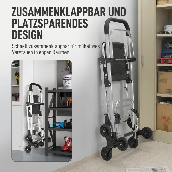 Winkelwagentje, 40 l oxford tas, 3 wiel ontwerp, aluminium frame, zitplaats, grijs 9