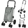 Winkelwagentje, 46 liter tas, opvouwbare winkelwagen met koeltas, verstelbare handgreep, aluminium frame, grijs 1