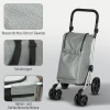 Winkelwagentje, 46 liter tas, opvouwbare winkelwagen met koeltas, verstelbare handgreep, aluminium frame, grijs 10