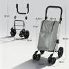 Winkelwagentje, 46 liter tas, opvouwbare winkelwagen met koeltas, verstelbare handgreep, aluminium frame, grijs 4