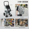 Winkelwagentje, 46 liter tas, opvouwbare winkelwagen met koeltas, verstelbare handgreep, aluminium frame, grijs 5