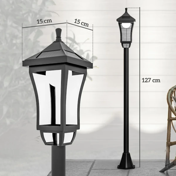 Zonne energie tuinlantaarn 127 cm tuinlamp met koud wit led licht, lichtsensor ip44 waterdicht 4