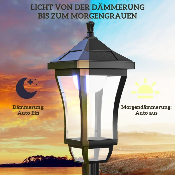 Zonne energie tuinlantaarn 127 cm tuinlamp met koud wit led licht, lichtsensor ip44 waterdicht 6