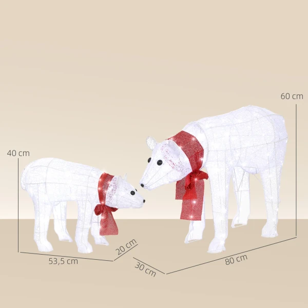 2 delige ijsbeer kerstdecoratie, 140 witte led's, waterdicht, timer, voor binnen en buiten 4