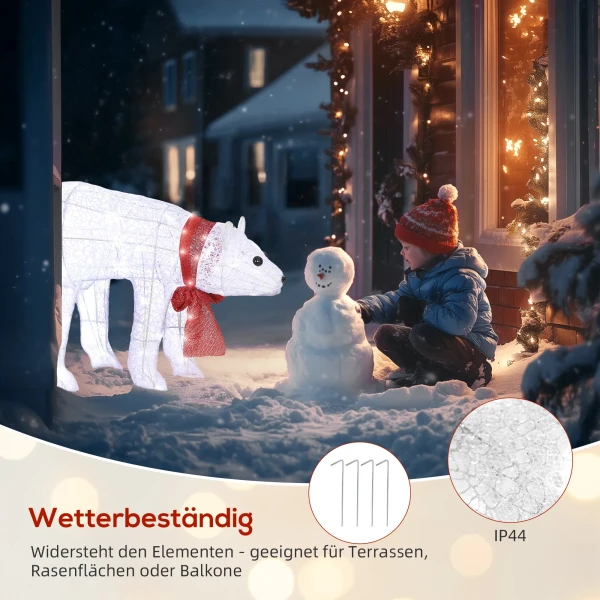 2 delige ijsbeer kerstdecoratie, 140 witte led's, waterdicht, timer, voor binnen en buiten 7