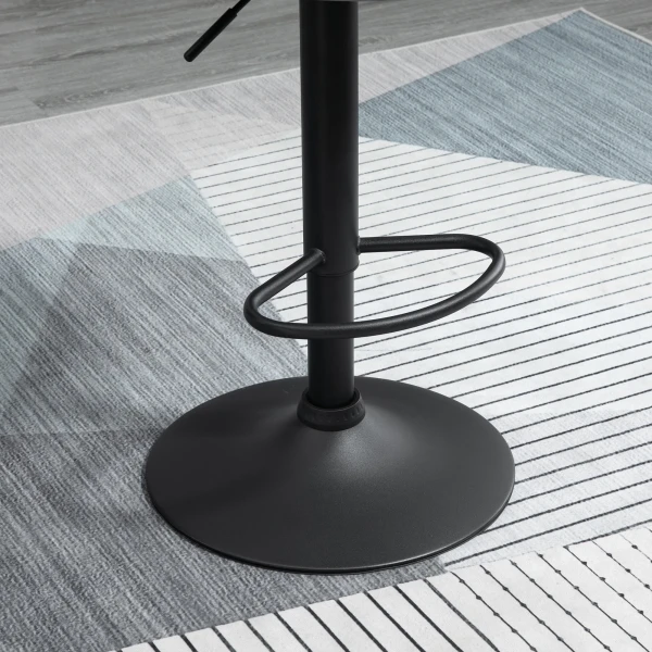 2 delige set barkrukken, in hoogte verstelbare barkruk met rugleuning, fluweel look, metalen frame, voetensteun, draaibaar, donkergrijs 9