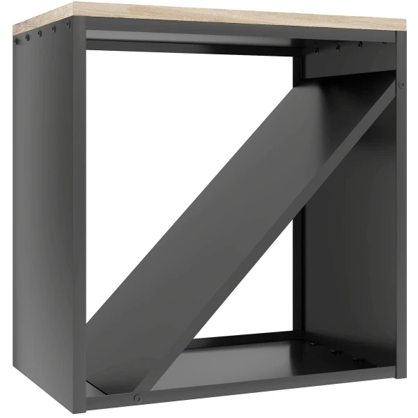 2 in 1 haardhoutrek voor binnen 58 x 36 x 60cm verhoogd brandhoutrek met verdeler metaal zwart 1