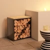 2 in 1 haardhoutrek voor binnen 58 x 36 x 60cm verhoogd brandhoutrek met verdeler metaal zwart 10