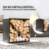 2 in 1 haardhoutrek voor binnen 58 x 36 x 60cm verhoogd brandhoutrek met verdeler metaal zwart 6