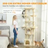 2 meter hoge krabpaal voor 2 3 katten, krabpalen, grotten, hangmat, schuilplaatsen, meerlaags ontwerp, sisal, hout, pluche, beige 5