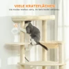 2 meter hoge krabpaal voor 2 3 katten, krabpalen, grotten, hangmat, schuilplaatsen, meerlaags ontwerp, sisal, hout, pluche, beige 8