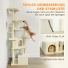 2 meter hoge krabpaal voor 2 3 katten, krabpalen, grotten, hangmat, schuilplaatsen, meerlaags ontwerp, sisal, hout, pluche, beige 9