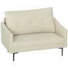 2 zitsbank met schuimvulling en stoffen bekleding, voor woonkamer, slaapkamer, metalen frame, crèmewit 1
