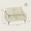 2 zitsbank met schuimvulling en stoffen bekleding, voor woonkamer, slaapkamer, metalen frame, crèmewit 4