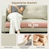 2 zitsbank met schuimvulling en stoffen bekleding, voor woonkamer, slaapkamer, metalen frame, crèmewit 5