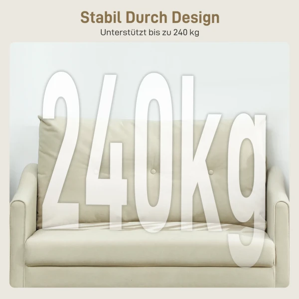 2 zitsbank met schuimvulling en stoffen bekleding, voor woonkamer, slaapkamer, metalen frame, crèmewit 6