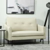 2 zitsbank met schuimvulling en stoffen bekleding, voor woonkamer, slaapkamer, metalen frame, crèmewit 9
