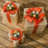 3 delige kerstcadeaudozen set voor binnen en buitendecoratie, met 58 led lampjes, goudkleurig 10