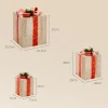 3 delige kerstcadeaudozen set voor binnen en buitendecoratie, met 58 led lampjes, goudkleurig 4